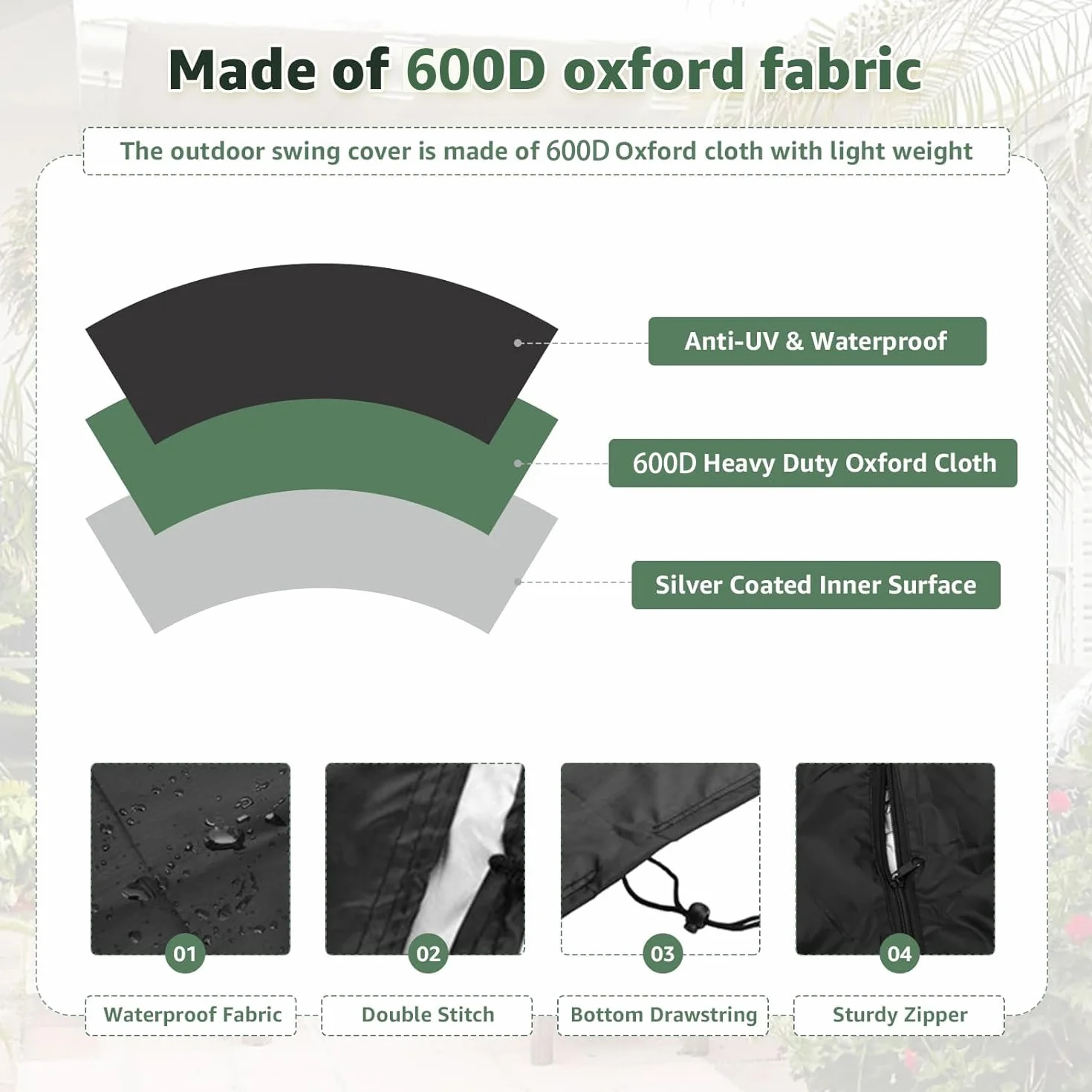 Copertura Per Dondolo Hollywood, 3 Posti Oxford 600D Copertura Per Dondolo Da Giardino, Resistente Agli Strappi, Resistente Agli Strappi, Per Panca Da Giardino (220x140x170CM Nero)