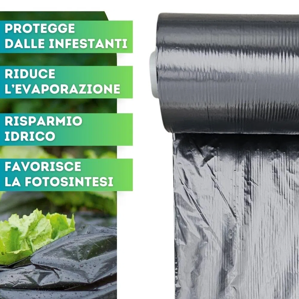 DI GIULIO SRL Telo Nero Pacciamante Pacciamatura 200 Metri x 1 Metro Larghezza Senza Fori Copertura Terreno Antierbacce | Bio Orto
