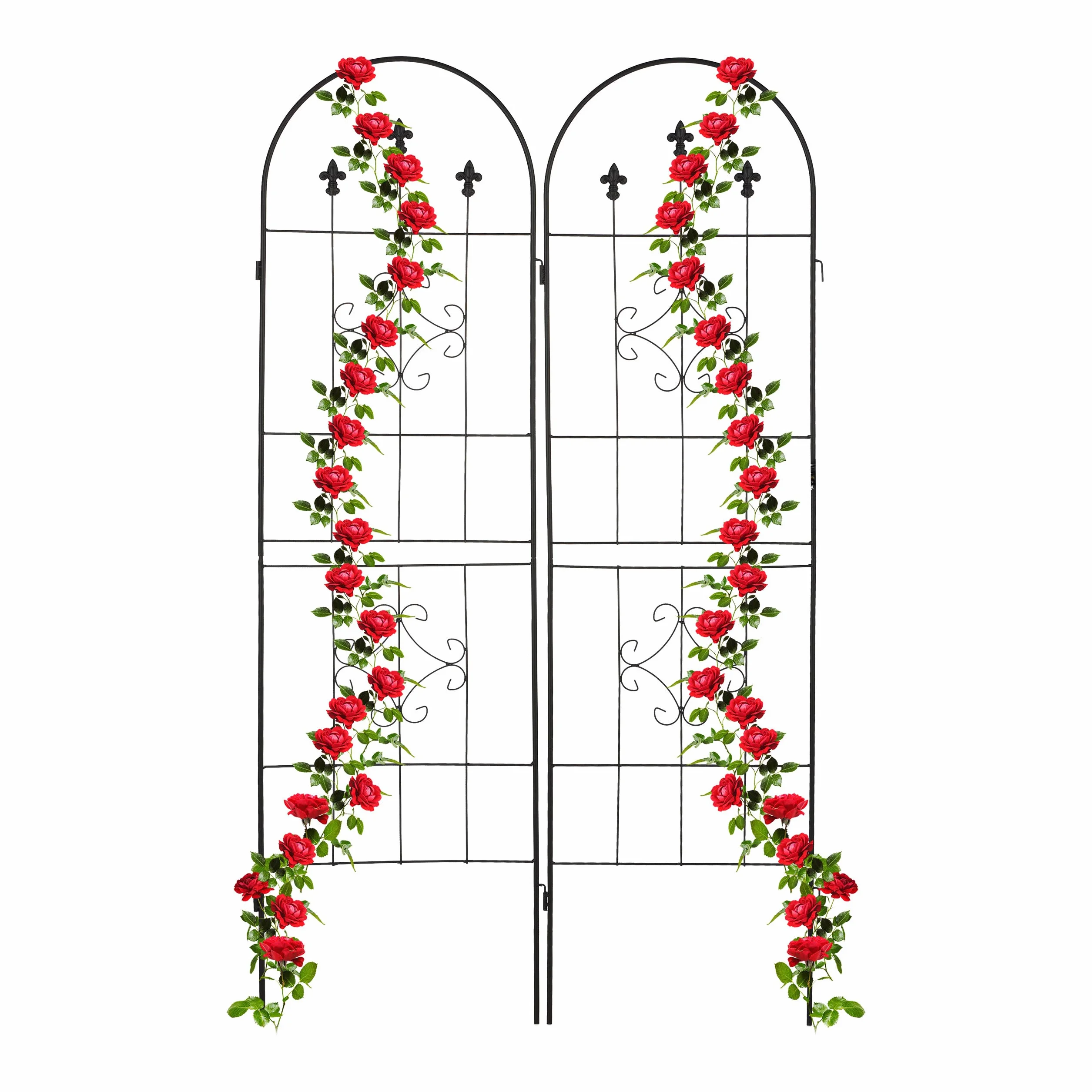 Relaxdays Grigliati per Rampicanti, Set da 2, HxL 180 x 50 cm, Supporti in Metallo per Piante, Tralicci a Incastro, Nero