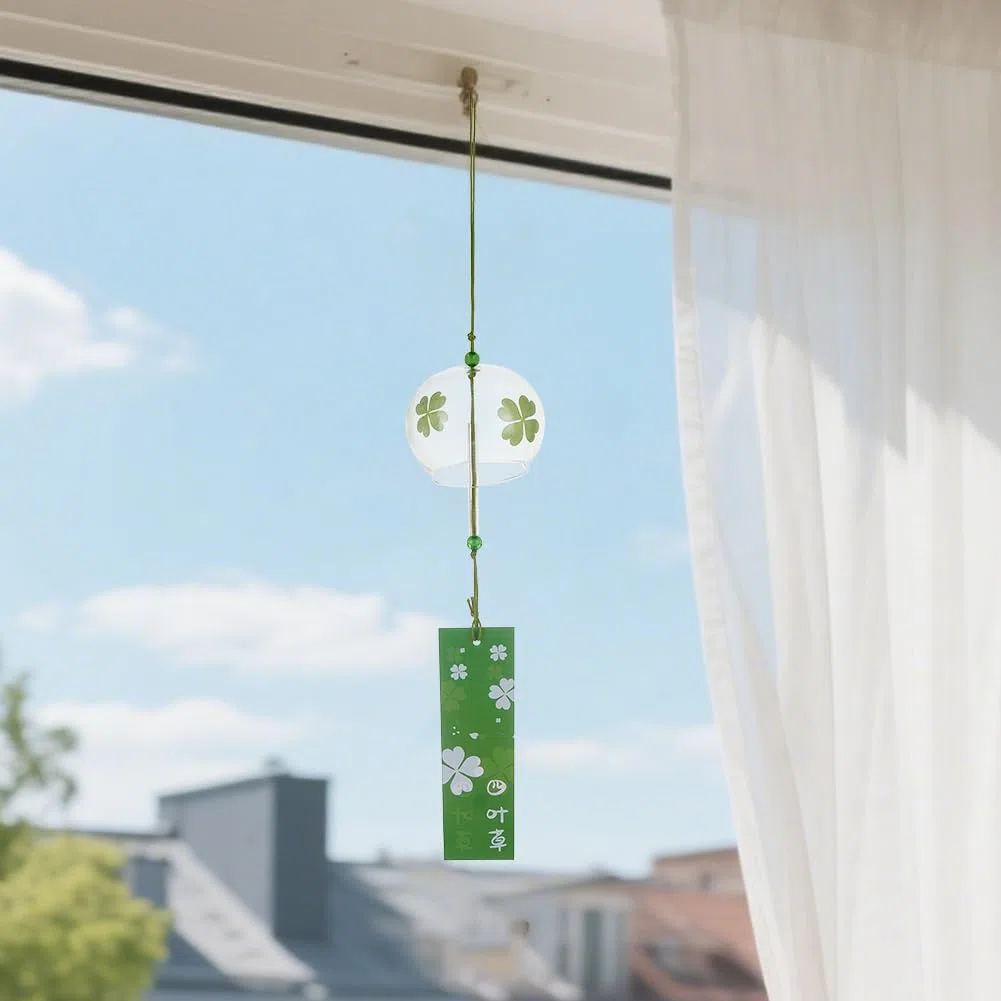 PH PandaHall 5 Stili Campanelli Eolici Giapponesi Campanelli Eolici Vetro con Etichetta 40~42cm Campane in Vetro con Motivo Floreale per Decorazione Casa Giardino Albero Terrazzo