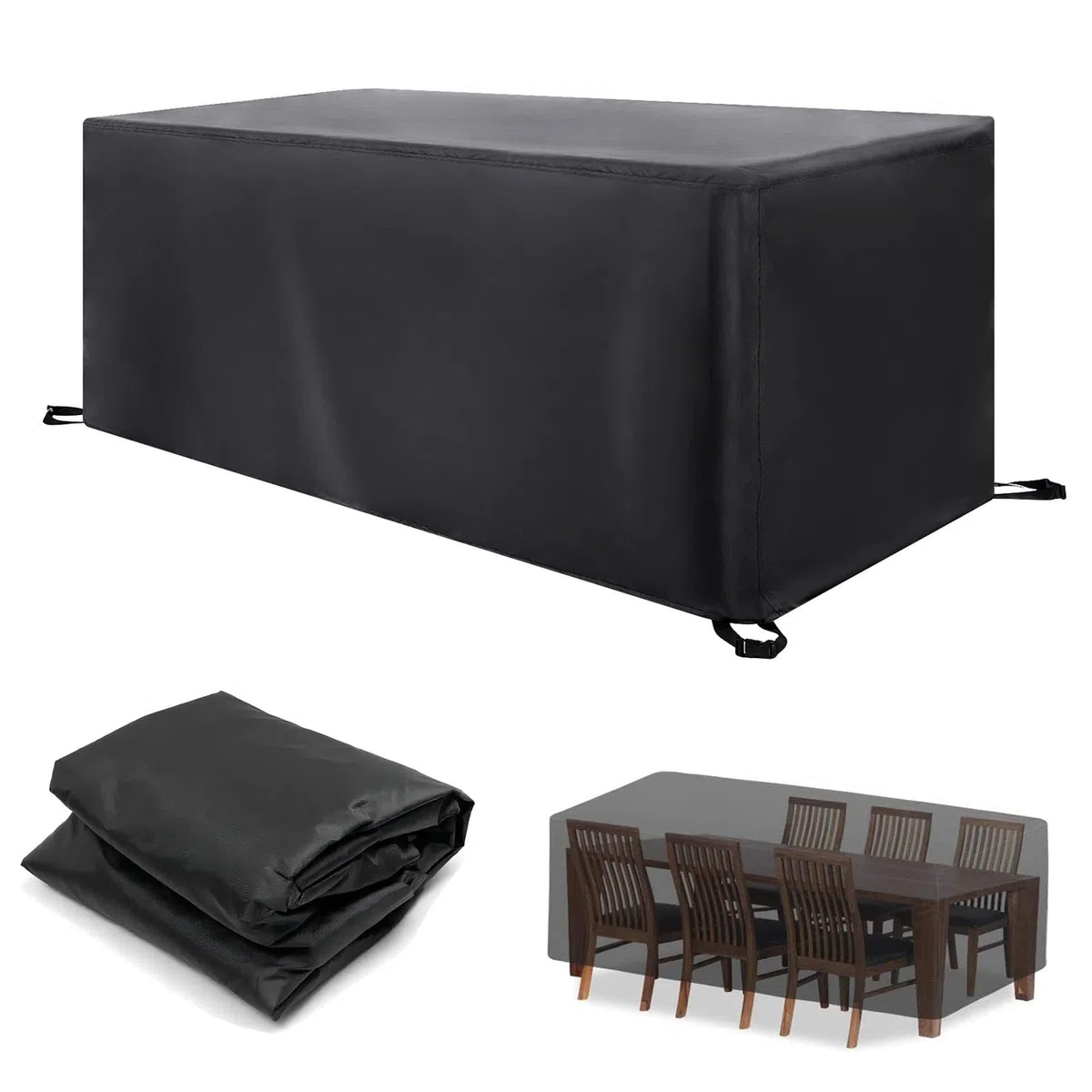 Copertura per Mobili da Giardino, 360x90x70cm/LxWxH Oxford Impermeabile Copertura, Tavoli e Sedie da Cortile Raggi UV, Rettangolare Copertura Tavolo Esterno Telo Copri per Tavolo