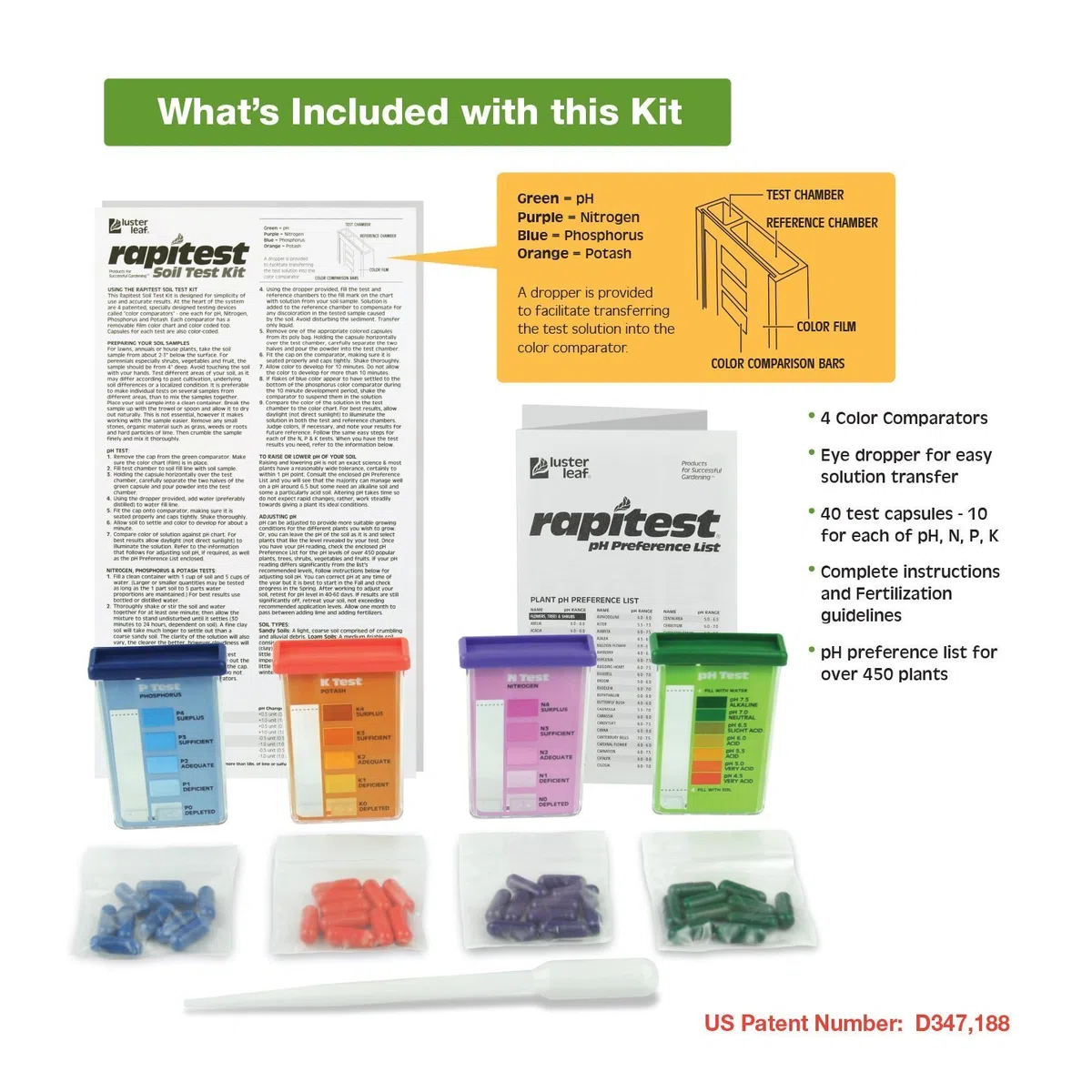 Luster Leaf 1601 PH del suolo tester kit, 40 test
