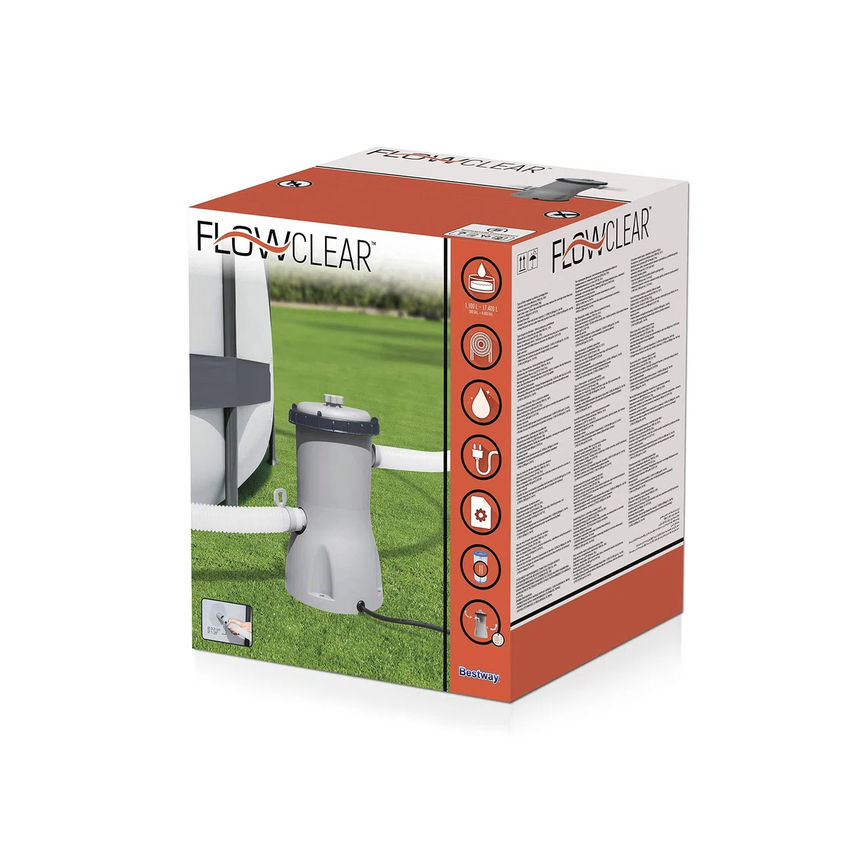 Bestway Flowclear - Pompa filtro 3.028 l/h, 40 W, colore: Grigio