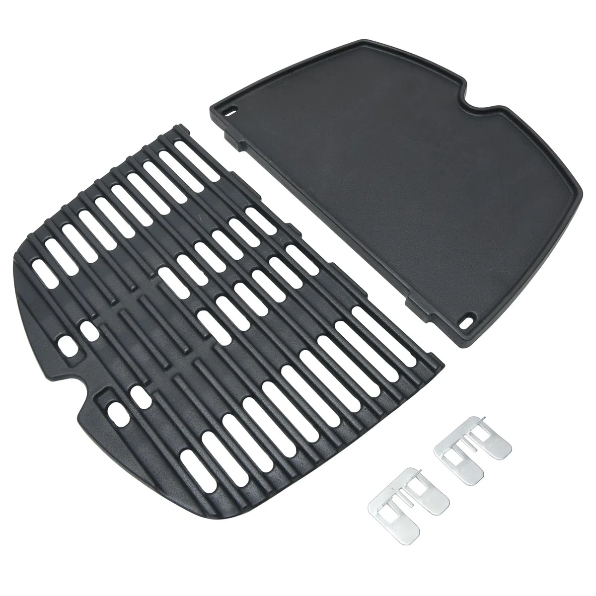 Ricambi per griglia in ghisa per Weber serie Q100, Q120, Q140, Q1000, Q1200, Q1400, piastra crostiera in ghisa da 32,3x21,6 cm, accessori per griglia, confezione da 2 (6558 + 7644 piastra )