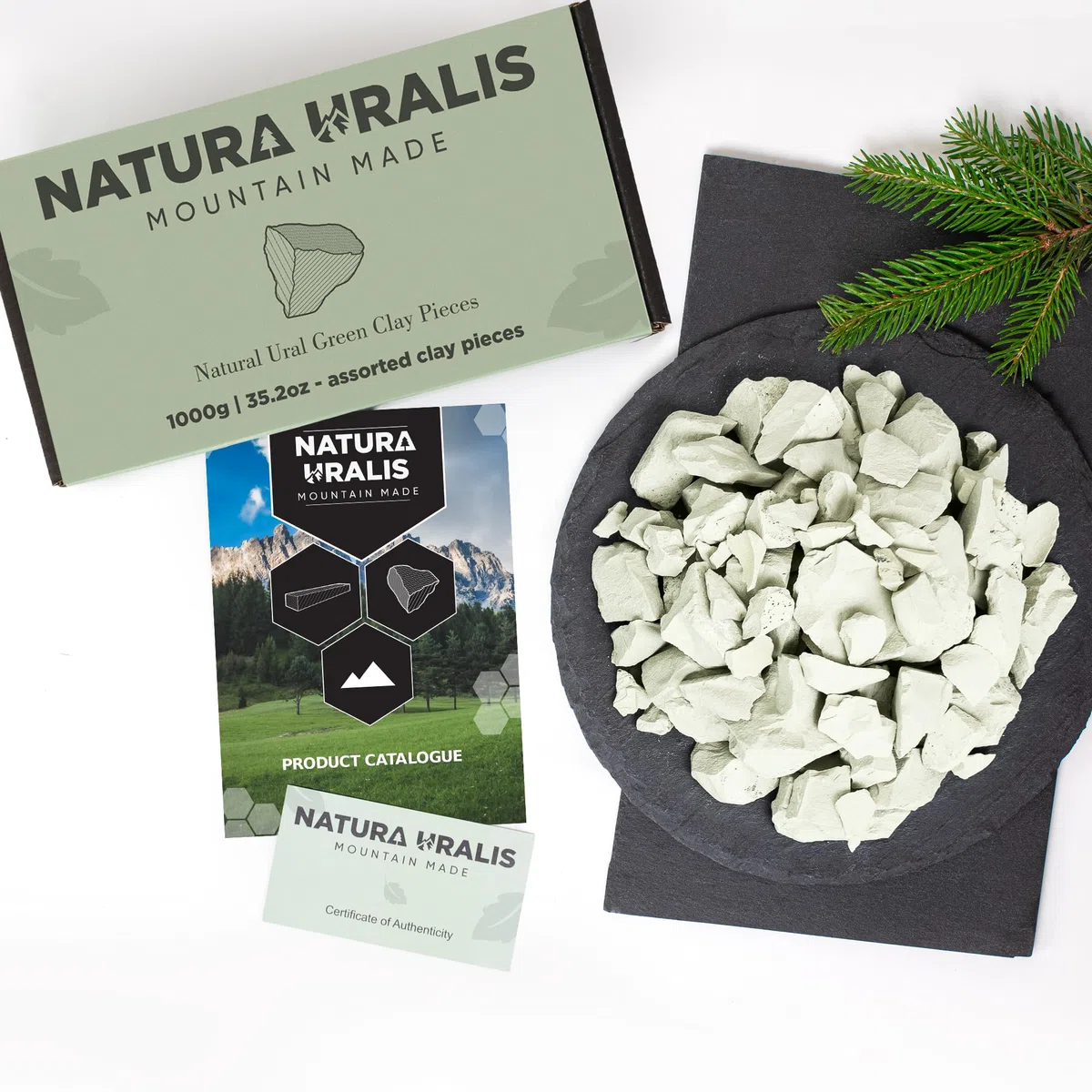Natura Uralis Argilla Verde Degli Urali | 1000g di Argilla Verde Naturale, Verde Pastello e Verdeggiante - Incredibile Croccantezza, Appagante Consistenza Terrosa, Vellutata e Solida, Sensazione ASMR