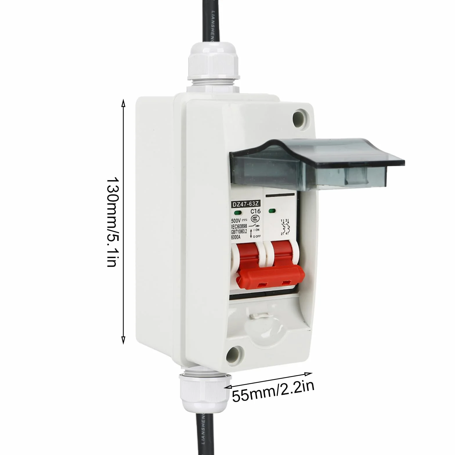 Adattatore CEE da 32 A a 16 A 3 P con commutatore di fase, adattatore di corrente ad alta tensione da 32 A a innesto da 16 A, con interruttore di protezione del cavo da 16 A, CEE