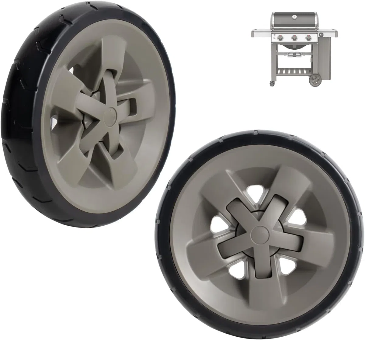 67445 Ruote per griglia Weber Genesis II e Genesis II LX 300 200 400 600, ruote in plastica da 8 pollici per ruote grill Weber, kit di 2 confezioni per ruote per griglia Weber