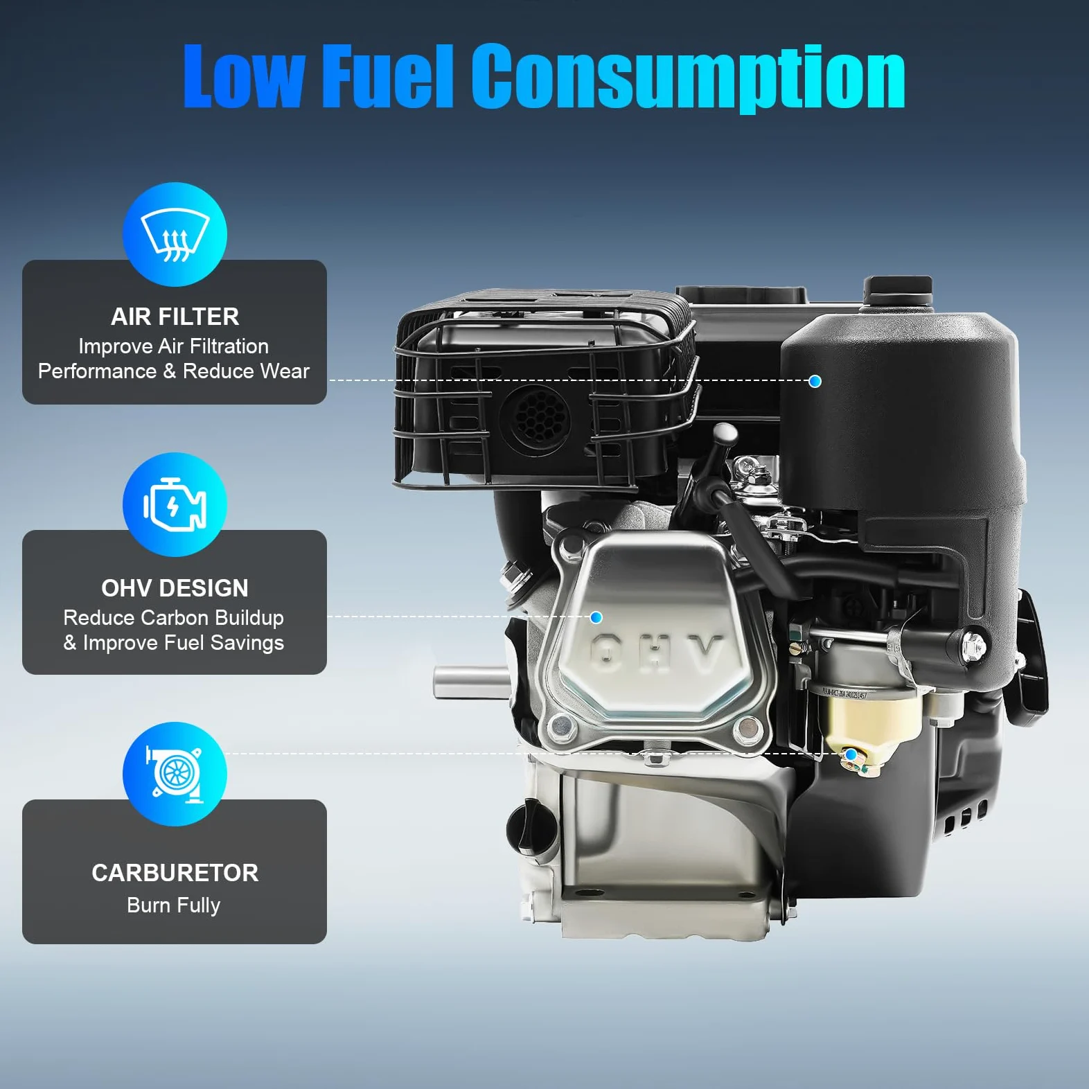 Motore a 4 tempi 7,5 CV Benzina, motore fisso, motore industriale, motore per kart, motore Go Kart, motore di ricambio, motore di trasmissione, motore per carichi pesanti, raffreddamento ad aria, per