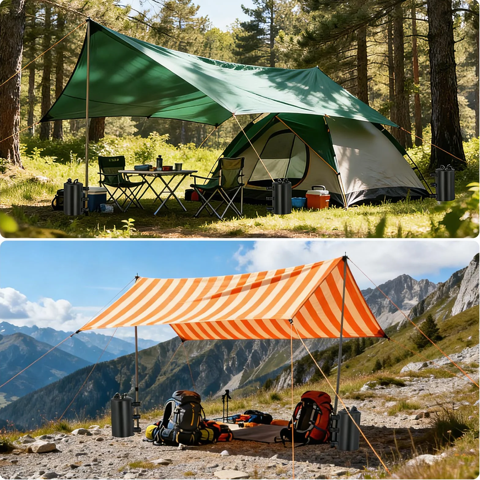 Zavorre ad acqua per gazebo, portatili, zavorre per gambe di gazebo, per Borsa per pesi, pesi delle gambe per tenda pop-up, gazebo, peso per ombrellone da giardino (nero)