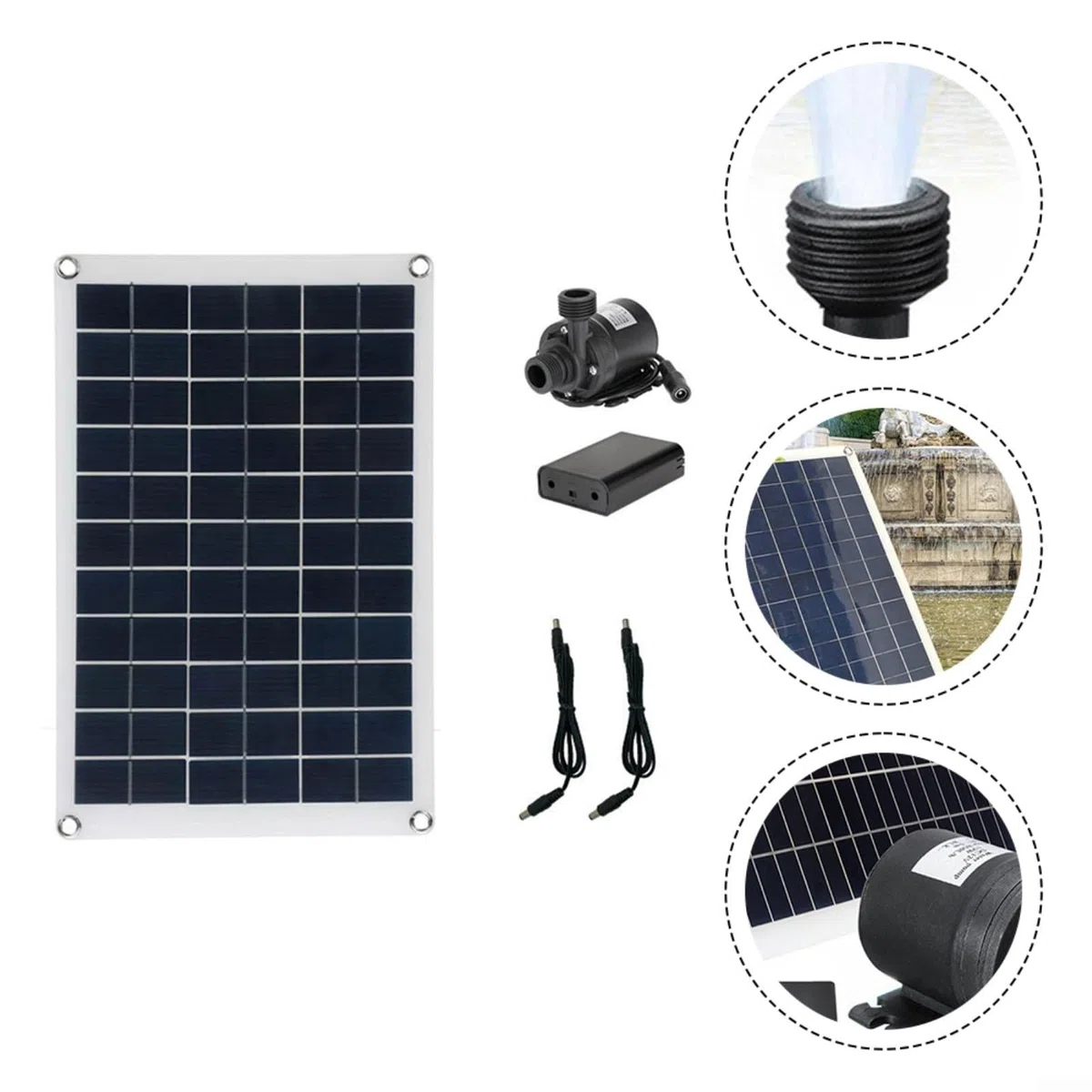 50W 800L/h Pannello Solare Pompa Acqua Set, Pompa Solare A Basso Rumore Cascata Fontana Pond Pump Kit Tool, Fai da Te Pompa Solare Stagno per Giardino, Bagno Uccelli, Acquario