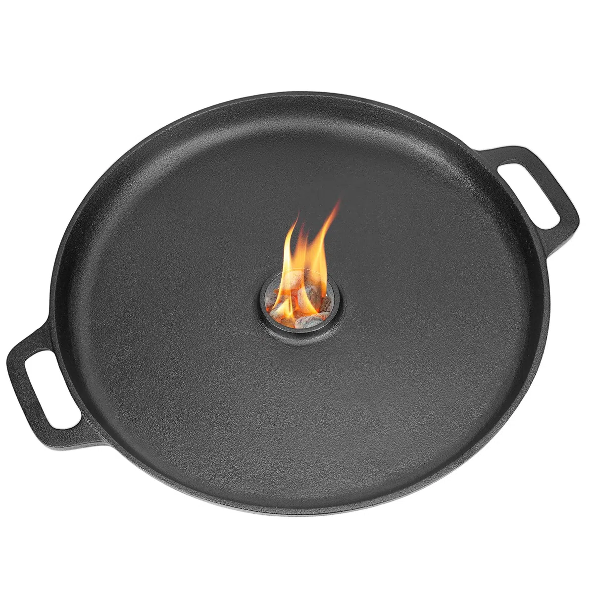 Onlyfire Piastra Rotonda in Ghisa, Padella per Grigliare per Forno a Razzo, Barbecue a Carbonella e a Gas, Ø35cm