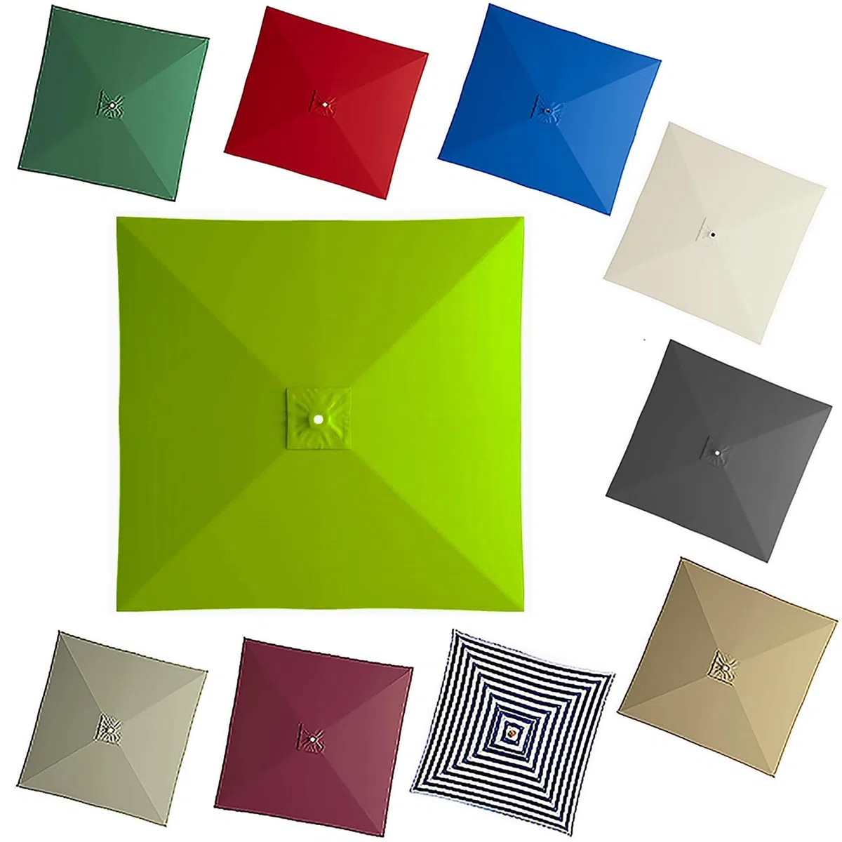 Telo di Ricambio Superiore per Ombrellone Quadrato 2.5x2.5 M/3x3 M, 8 Stecche Telo Ombrellone Braccio Laterale Anti-UV, Lavabile(Grass Green,2.5x2.5m/8x8ft)