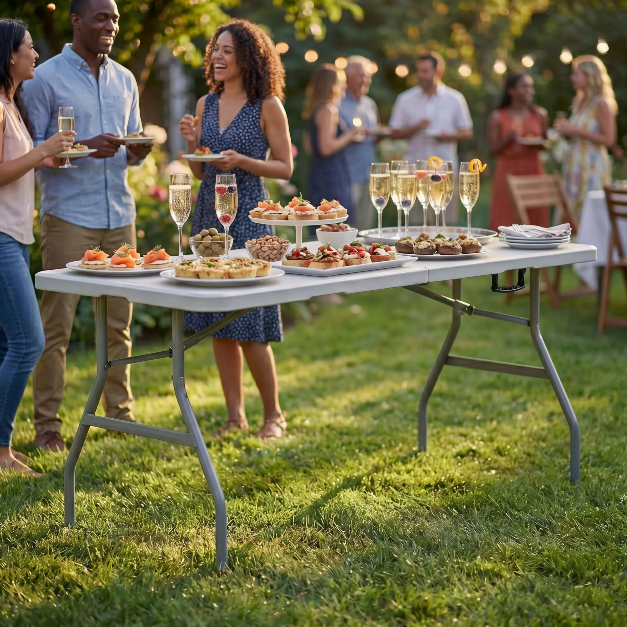 Home Vida Tavolo pieghevole 1,5 m Heavy Duty extra resistente campeggio buffet matrimonio mercato giardino festa bagagliaio stallo picnic maniglia pieghevole per il trasporto