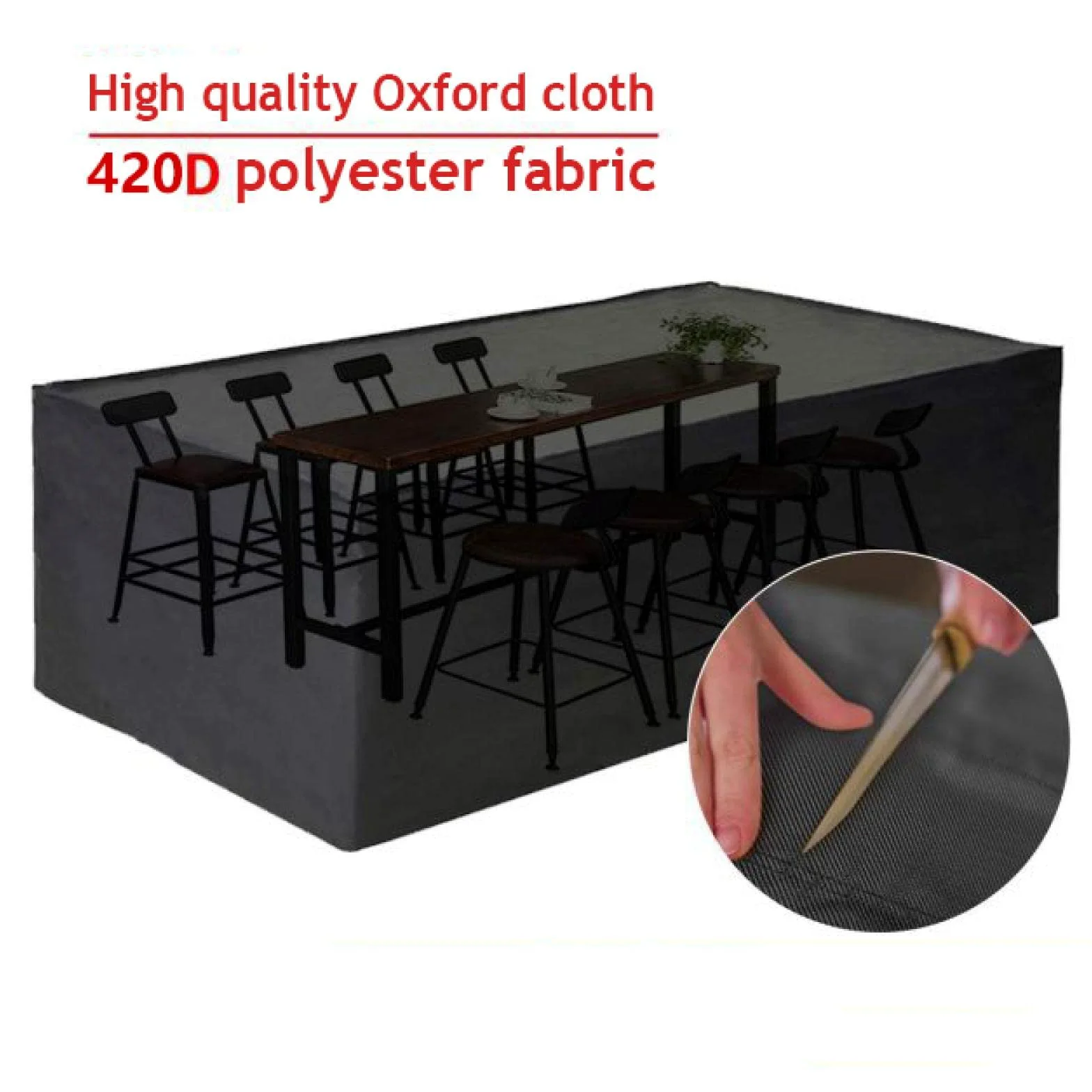 Copertura per Mobili da Giardino, 360x90x70cm/LxWxH Oxford Impermeabile Copertura, Tavoli e Sedie da Cortile Raggi UV, Rettangolare Copertura Tavolo Esterno Telo Copri per Tavolo