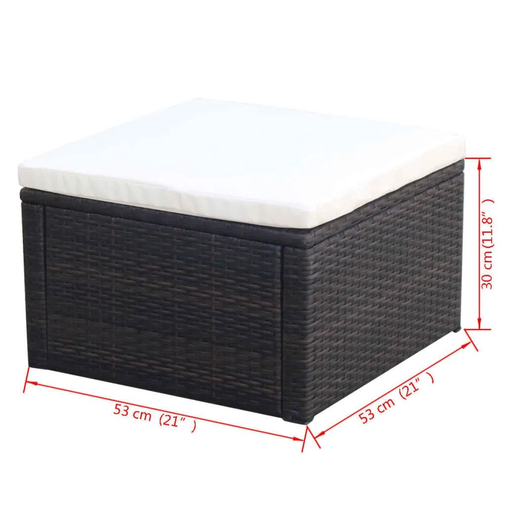 vidaXL Poggiapiedi con Cuscino Elegante Robusto Leggero Sedile Ottomana Pouf Arredi Interni Esterni Sedia da Esterno in Polyrattan Marrone