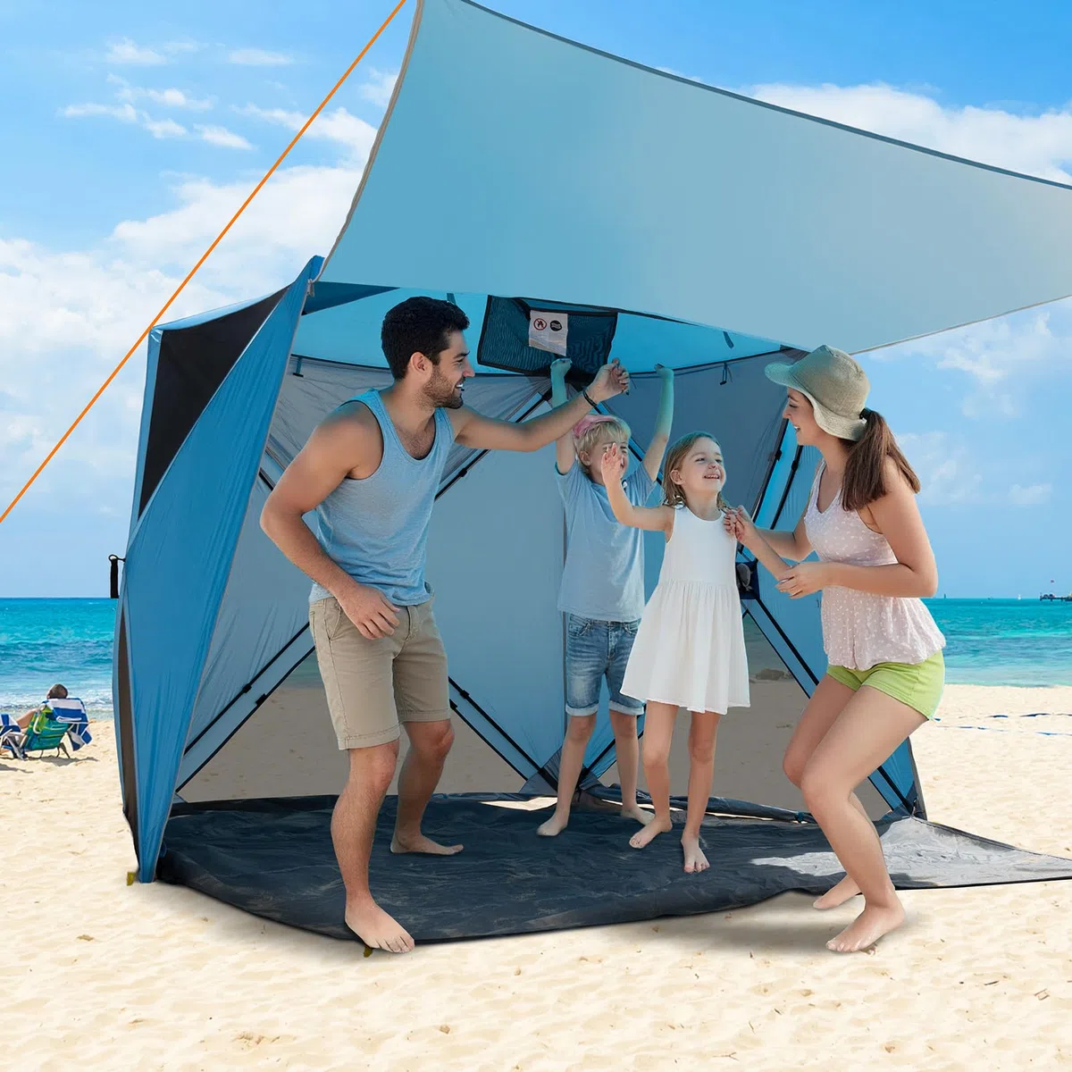Night Cat Tenda da Spiaggia Pop Up: Riparo Dal Sole Per 3 4 Persone Ideale Per Picnic Campeggio Protezione UV UPF50+