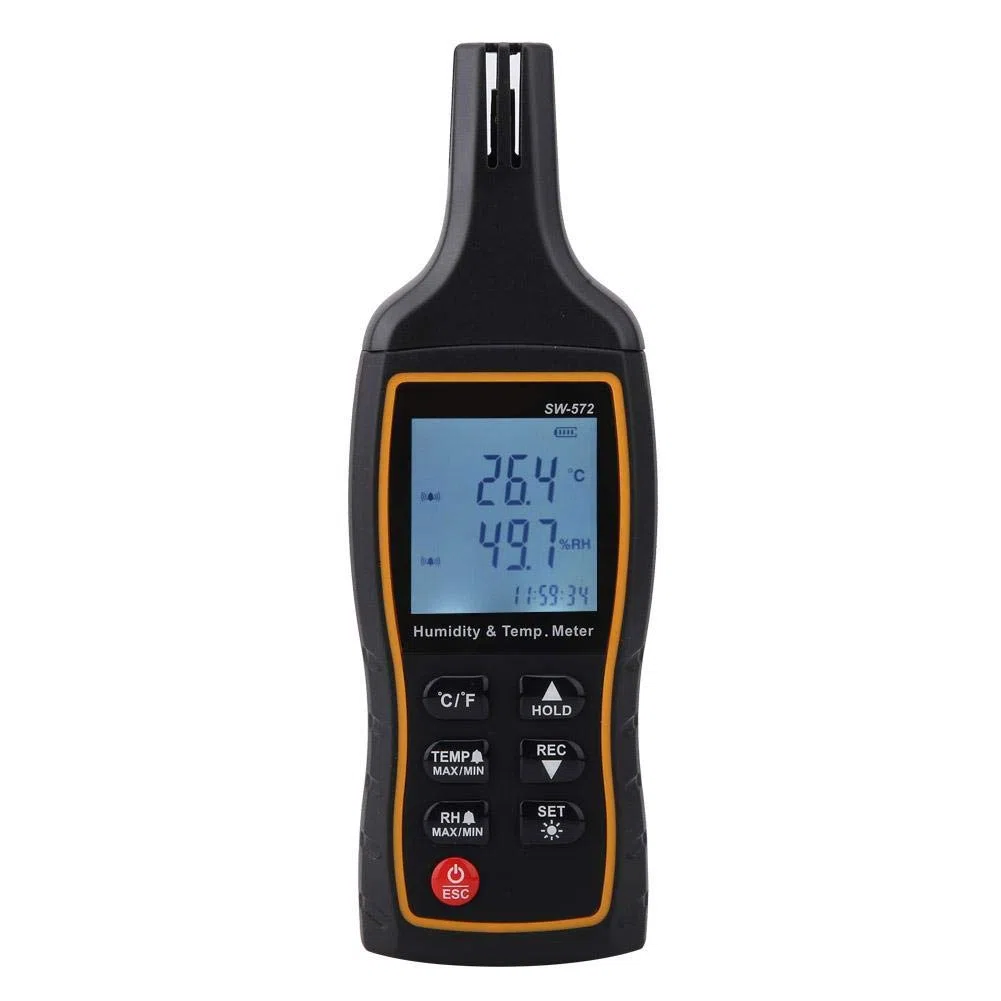 SW-572 Misuratore Digitale di Temperatura e Umidità Termoigrometro Professionale Psicrometro Digitale LCD Termometro Igrometro (Non Inclusa Batteria)