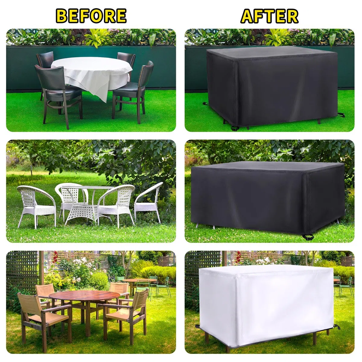 Copertura per Mobili da Giardino, 360x90x70cm/LxWxH Oxford Impermeabile Copertura, Tavoli e Sedie da Cortile Raggi UV, Rettangolare Copertura Tavolo Esterno Telo Copri per Tavolo