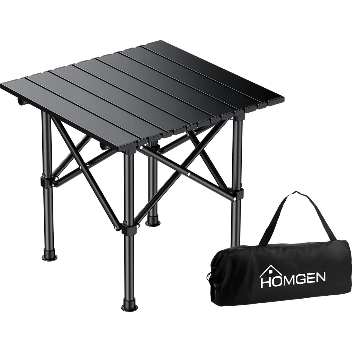 HOMGEN Tavolino Pieghevole da Campeggio in Acciaio Carbonio 40x40x40cm, Stabile Anti-Shake, Montaggio in 3 Passaggi, Ultraleggero 1.7kg, Portatile per Spiaggia Balcone Picnic con Borsa di Stoccaggio