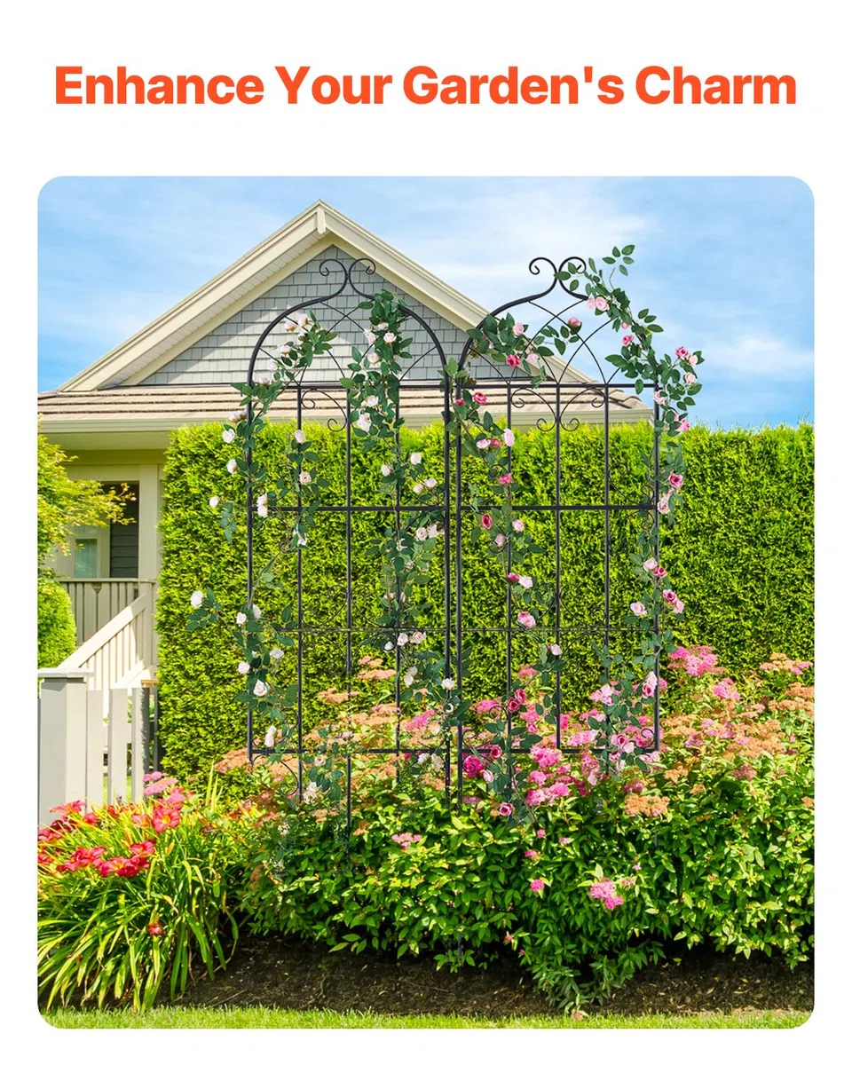 VEVOR Traliccio da Giardino Rampicanti per Piante Fiori in Metallo Antiruggine, Supporto per Traliccio per Rose Rampicanti Esterno, Traliccio Decorativo per Clematide Alta Cortili 51 x 180 cm 2 Pezzi