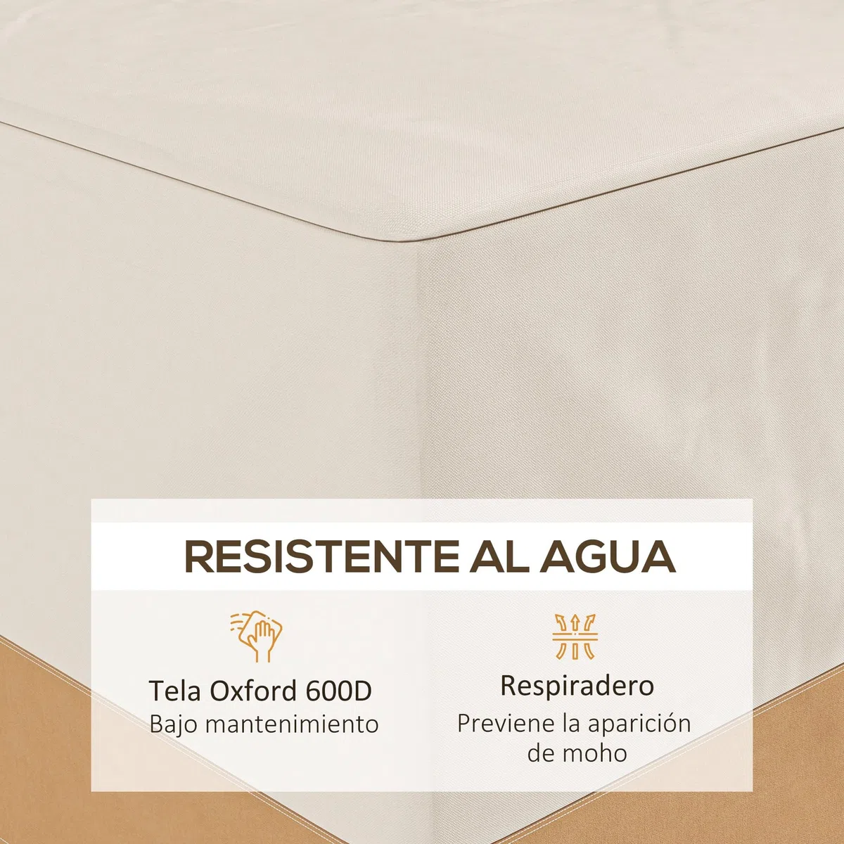 Outsunny Custodia protettiva per mobili da giardino 270 x 200 x 78 cm Tela Oxford 600 D impermeabile Copertura per divano tavolo esterno con 4 ventole 5 manici e cordino da trazione beige