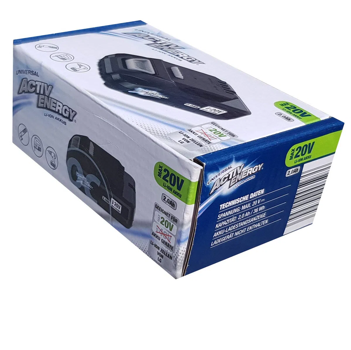 ACTIV ENERGY - Batteria agli ioni di litio, 20 Volt, 2,0 Ah, 36 Wh, per utensili a batteria Ferrex, attrezzi da giardino