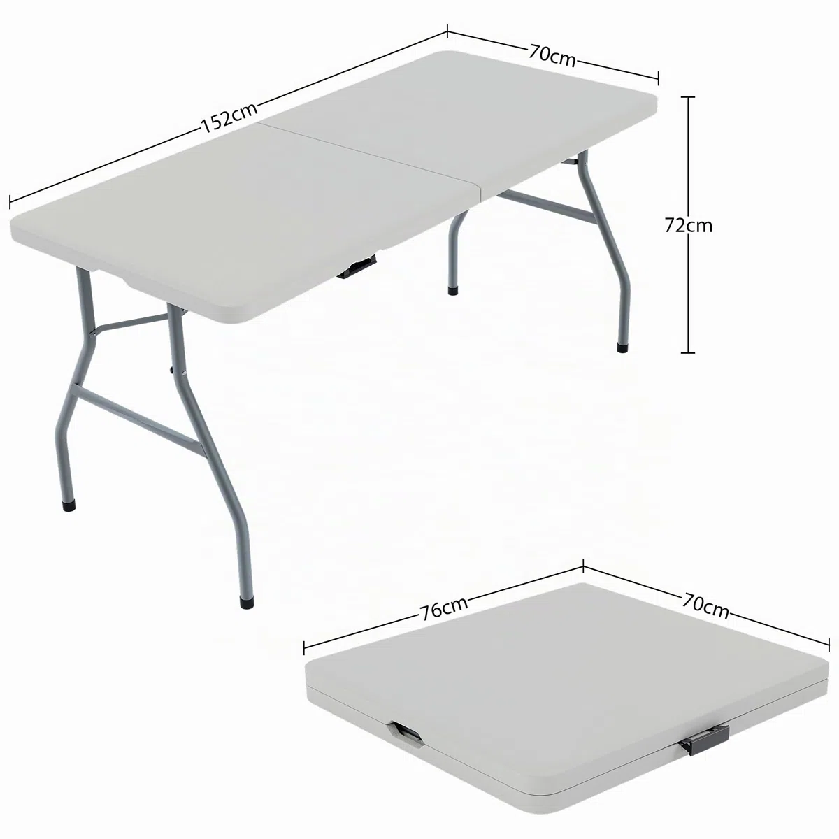 Home Vida Tavolo pieghevole 1,5 m Heavy Duty extra resistente campeggio buffet matrimonio mercato giardino festa bagagliaio stallo picnic maniglia pieghevole per il trasporto