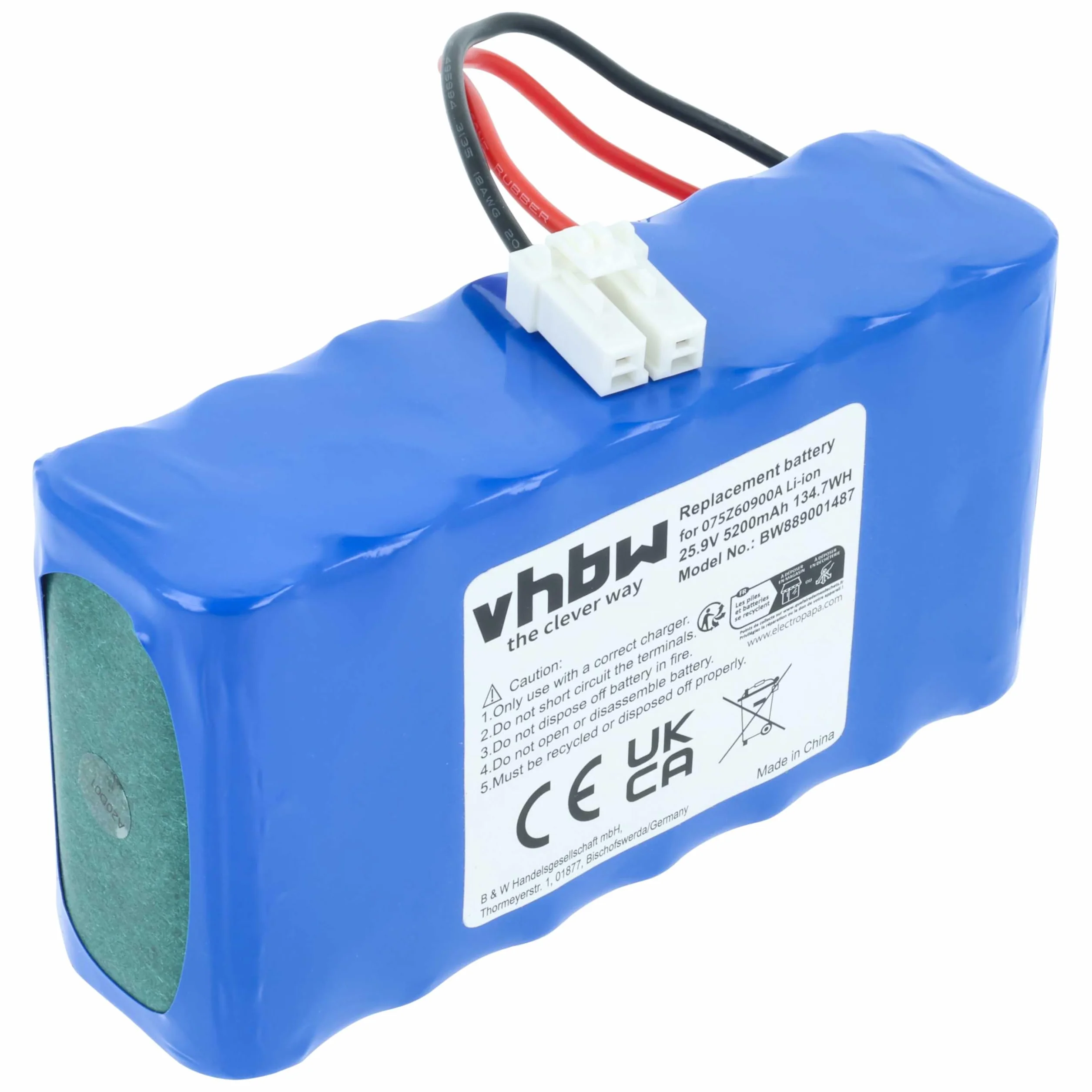 vhbw batteria sostituisce Wiper 075Z60900A, 050Z38600A per rasaerba 5200mAh, 25,9V, Li-Ion