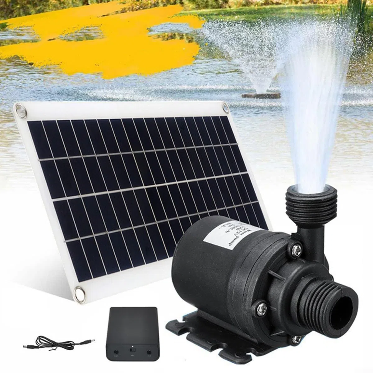 50W 800L/h Pannello Solare Pompa Acqua Set, Pompa Solare A Basso Rumore Cascata Fontana Pond Pump Kit Tool, Fai da Te Pompa Solare Stagno per Giardino, Bagno Uccelli, Acquario