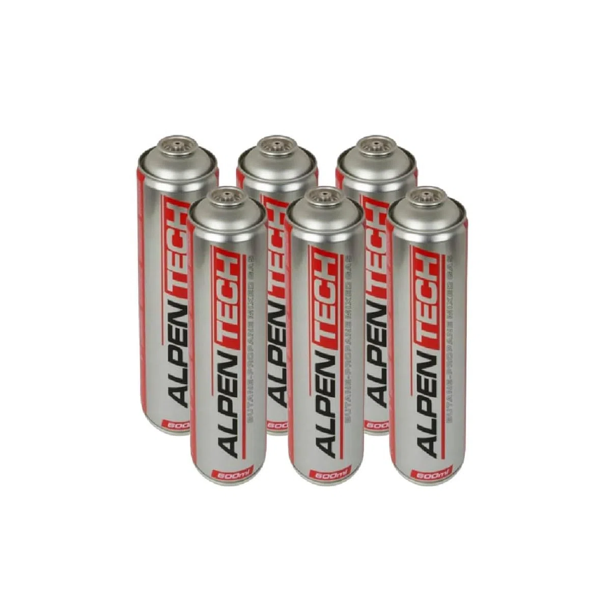 Alpentech - Confezione da 6 Cartucce di Gas 330 g (600 ml) BUTANO/PROPANO (70/30) Universali Omologate TÜV - Ricariche con Valvola Svitabile 7/16 per Fiamma Ossidrica e Saldatore per Tubi/Campeggio.