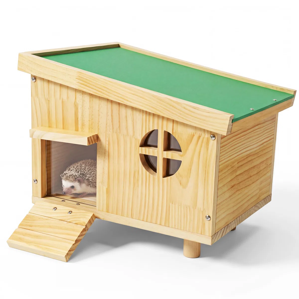 Casa per riccio invernale con fondo – hotel per ricci all'aperto sicuro per il giardino, resistente alle intemperie, casa in legno con ingresso protetto e tetto rimovibile, kit senza attrezzi