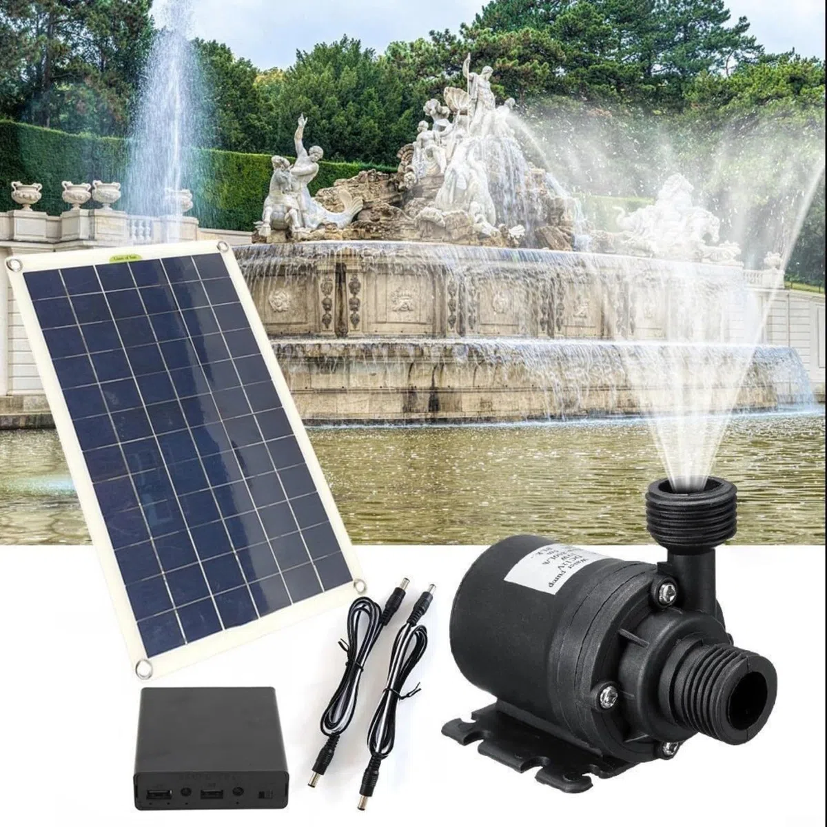 50W 800L/h Pannello Solare Pompa Acqua Set, Pompa Solare A Basso Rumore Cascata Fontana Pond Pump Kit Tool, Fai da Te Pompa Solare Stagno per Giardino, Bagno Uccelli, Acquario