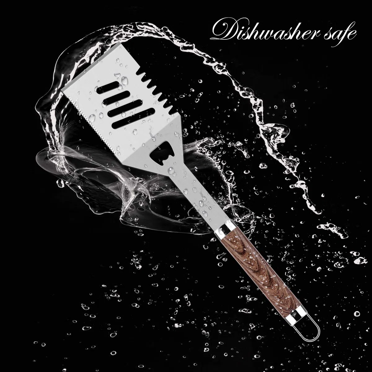 ROMANTICIST Set di utensili per barbecue da 30 pezzi per uomo papà, set di utensili per griglia in acciaio inossidabile, kit di accessori per grigliate con tappetini in custodia in alluminio marrone