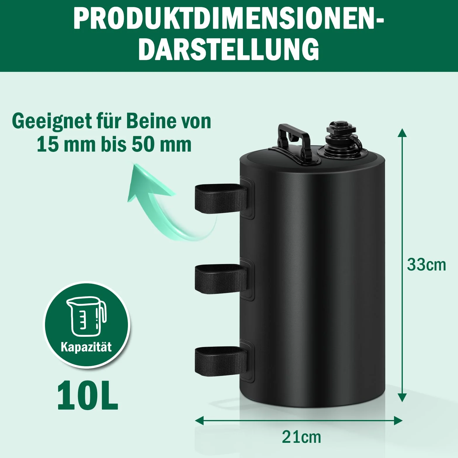 Zavorre ad acqua per gazebo, portatili, zavorre per gambe di gazebo, per Borsa per pesi, pesi delle gambe per tenda pop-up, gazebo, peso per ombrellone da giardino (nero)