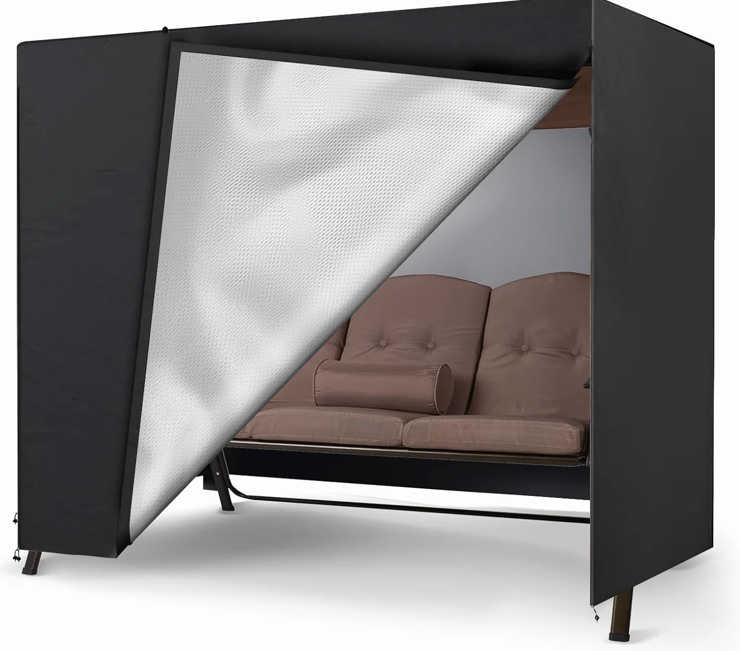 Copertura Per Dondolo Hollywood, 3 Posti Oxford 600D Copertura Per Dondolo Da Giardino, Resistente Agli Strappi, Resistente Agli Strappi, Per Panca Da Giardino (220x140x170CM Nero)