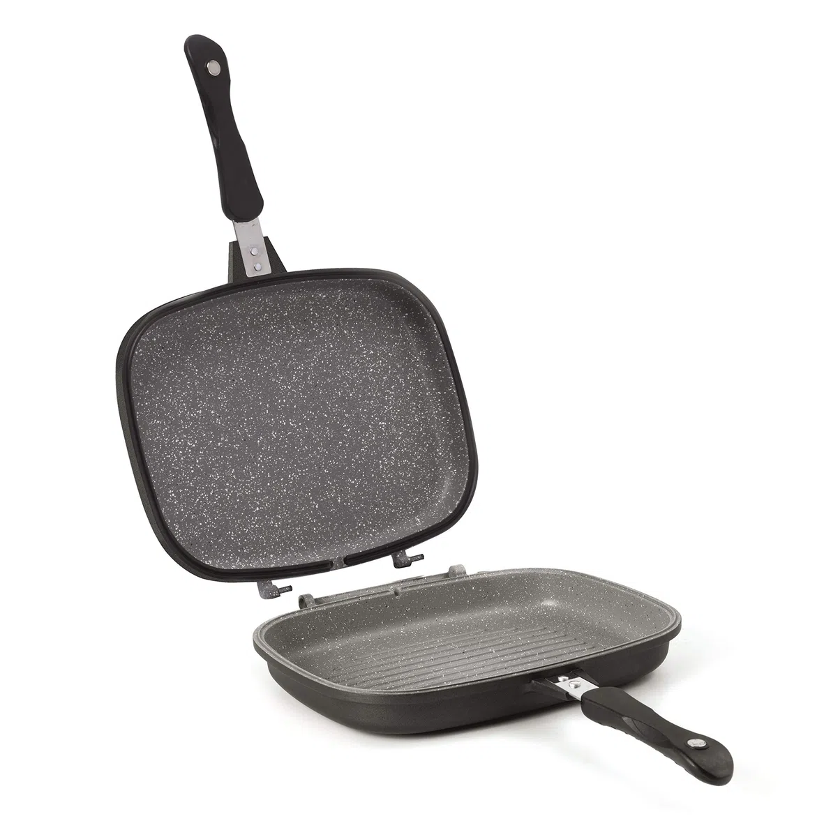 Aeternum Grill Doppia Petravera, 2 Piastre per Grigliare Componibili Utilizzabili Anche Singolarmente, Adatta all'Induzione, 32 x 24 cm