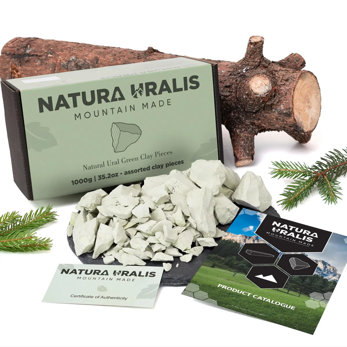 Natura Uralis Argilla Verde Degli Urali | 1000g di Argilla Verde Naturale, Verde Pastello e Verdeggiante - Incredibile Croccantezza, Appagante Consistenza Terrosa, Vellutata e Solida, Sensazione ASMR