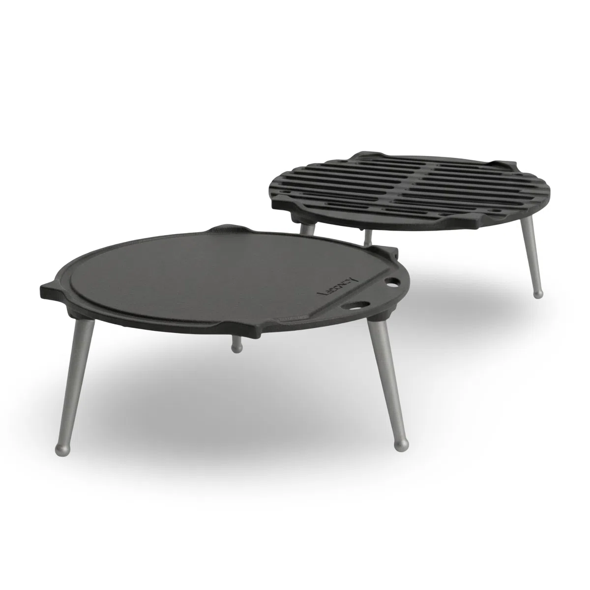 Piastra Ø30 cm in Ghisa smaltata | Per Barbecue Camino Braciere Fornelli e Fuovo vivo | Piedini Regolabili | Compatibile con Weber e similari | Doppia Smaltatura Black di LUNAWAY