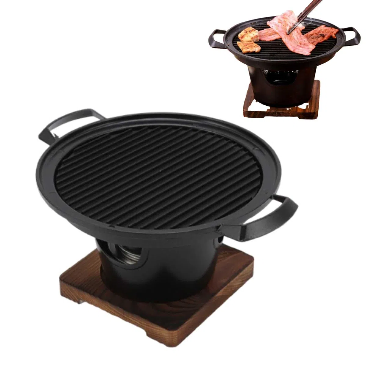 Griglia a carbone portatile in legno, fornello per barbecue per famiglia giapponese, piccola griglia per barbecue da tavolo senza fumo per casa da campeggio