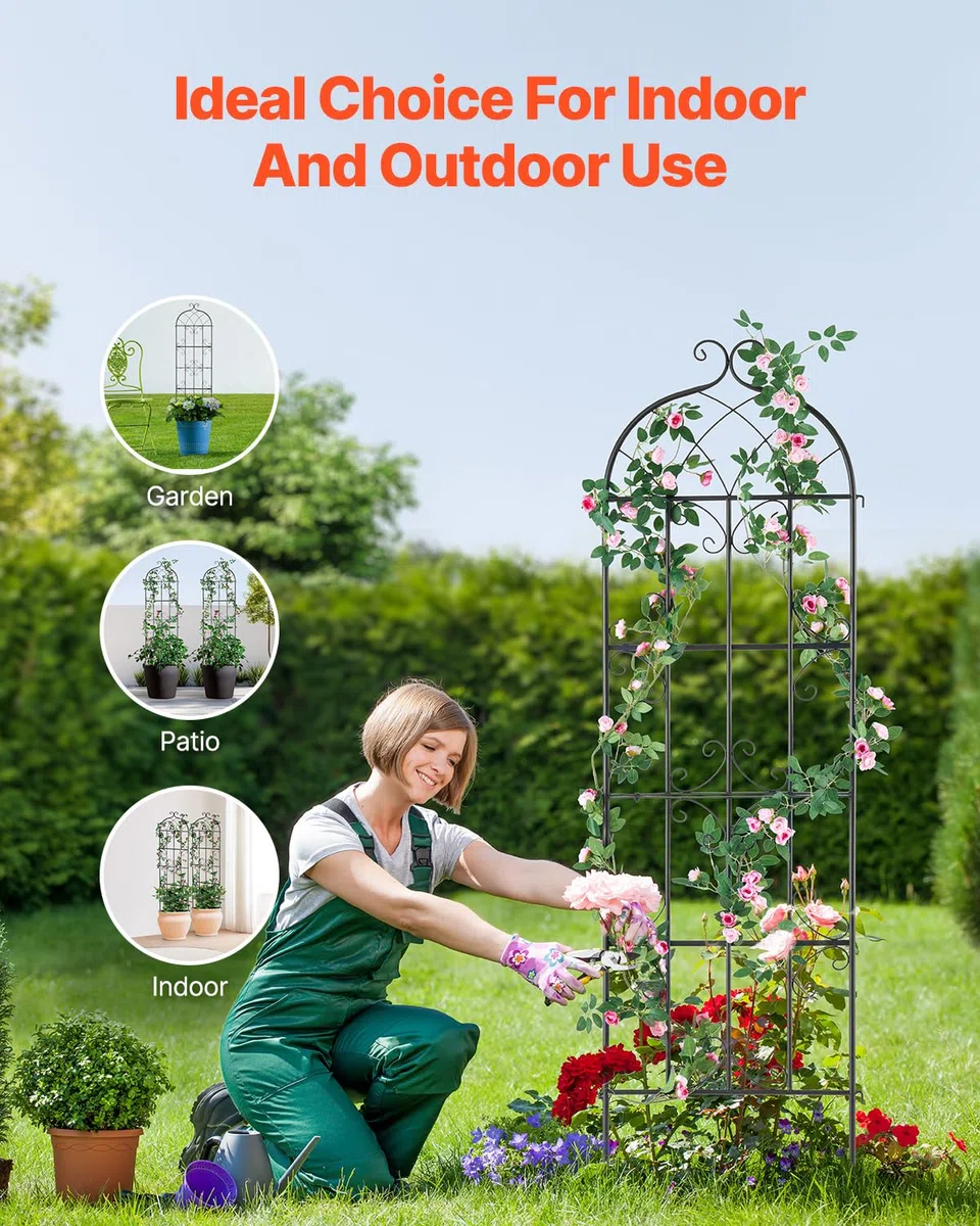 VEVOR Traliccio da Giardino Rampicanti per Piante Fiori in Metallo Antiruggine, Supporto per Traliccio per Rose Rampicanti Esterno, Traliccio Decorativo per Clematide Alta Cortili 51 x 180 cm 2 Pezzi