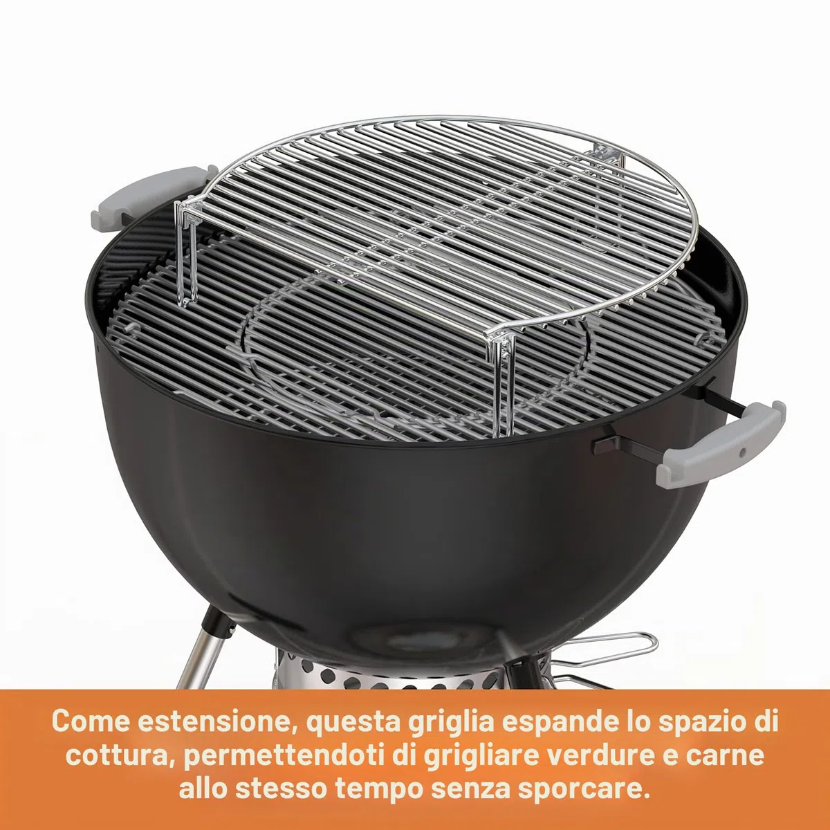 onlyfire Griglia di Cottura Espandibile in Acciaio Inox per Griglie a carbonella e in Ceramica, Griglia di Riscaldamento per Large Big Green Egg, Weber Kettle Grill, Kamado Joe Classic