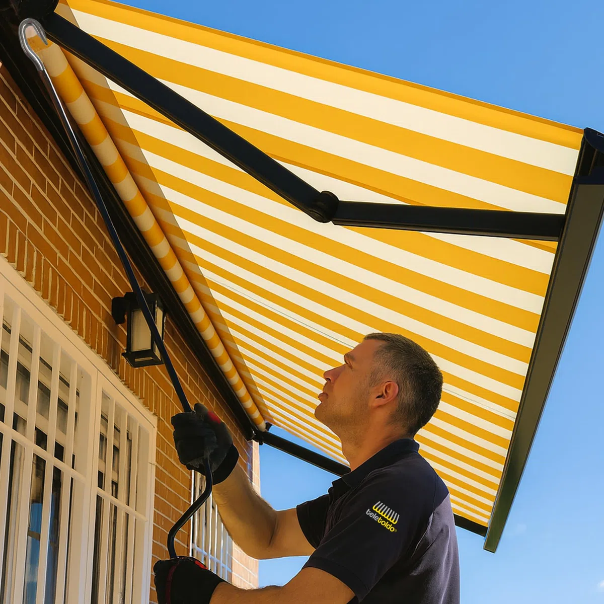 Asta di manovra per Tenda da Sole universale. 120 ctms. Nero