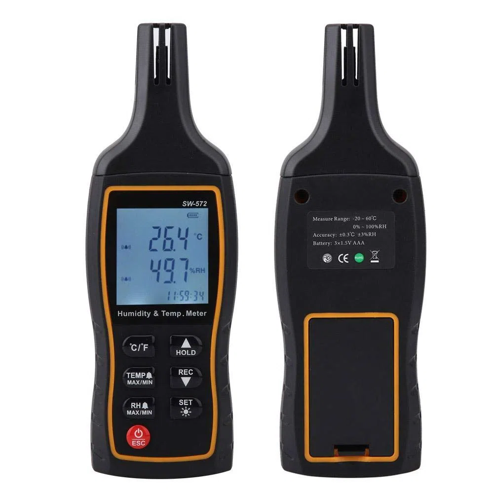 SW-572 Misuratore Digitale di Temperatura e Umidità Termoigrometro Professionale Psicrometro Digitale LCD Termometro Igrometro (Non Inclusa Batteria)